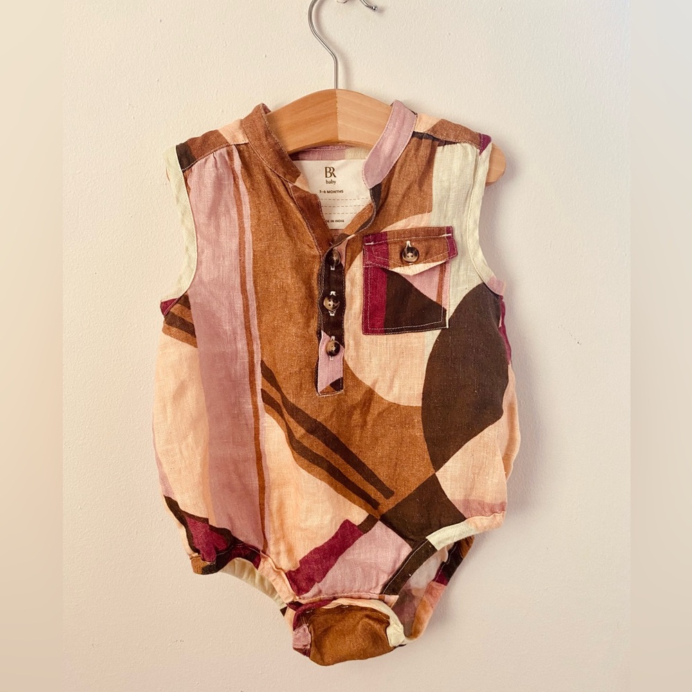 Banana Republic Linen Henley Bubble Romper for Baby